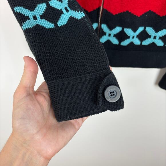 Pendleton Vintage Sweater Jacket Full Zip Small 100% Cotton Southwest turquoise - Picture 7 of 10